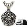 GUNGNEER Pagan Wicca Necklace Floral Patterns Pentagram Star Pendant Godness Protection Jewelry Stainless Steel Amulet GUNGNEER Pagan Wicca Necklace Floral Patterns Pentagram Star Pendant Godness Protection Jewelry Stainless Steel Amulet