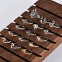 7-15pcs Silver Wave Star Moon Cute Knuckle Ring Sets for Women Teen Girls Vintage Boho Stackable Finger Toe Rings Pack