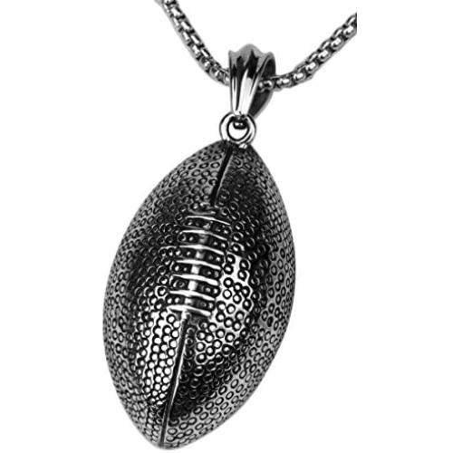 YACQ Jewelry Mens Stainless Steel Football Necklaces