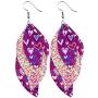 4 Pairs Valentines Day Faux Leather Earrings Set Lightweight Layered Heart Pattern Leaf Teardrop Dangle Earrings Jewelry for Women Teen Girls