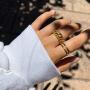 JIAHATE Chunky Croissant Rings,Women Girls Gold Croissant Dome Ring Signet Twist Wide Stacking Ring Jewelry,Size 5-10