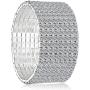 JEWMAY Yumei Jewelry 8 Strand Rhinestone Stretch Bracelet Silver-tone Sparking Tennis Bracelet