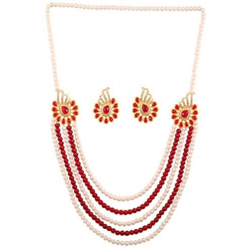 Touchstone Indian Bollywood Handcrafted Traditional Royal Mughal Kundan Polki Meenakari Enamel Colorful Wedding Designer Jewelry Long Necklace Set in Gold and Silver Tone for Women.