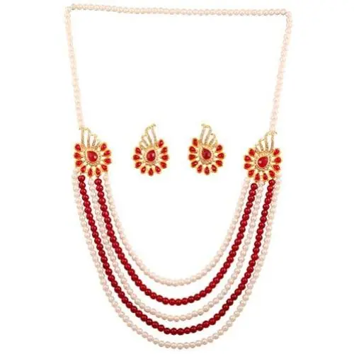 Touchstone Indian Bollywood Handcrafted Traditional Royal Mughal Kundan Polki Meenakari Enamel Colorful Wedding Designer Jewelry Long Necklace Set in Gold and Silver Tone for Women.