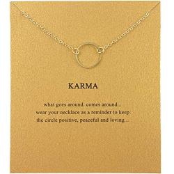 Friendship Good Luck Sun Butterfly Star Circle Clavicle Necklace Y Pendant Necklace with Blessing Gift Card with Message Card