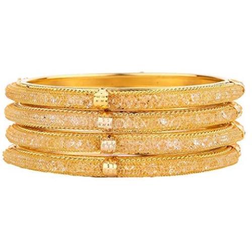 Efulgenz Indian Style Bollywood Gold Plated CZ Crystal Rhinestone Stone Wedding Bridal Bracelet Bangle Set Jewelry