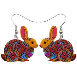 NEWEI Acrylic Floral Easter Bunny Hare Rabbit Earrings Drop Dangle Anime Animal Jewelry For Women Gifts Charm