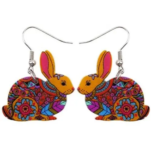 NEWEI Acrylic Floral Easter Bunny Hare Rabbit Earrings Drop Dangle Anime Animal Jewelry For Women Gifts Charm NEWEI Acrylic Floral Easter Bunny Hare Rabbit Earrings Drop Dangle Anime Animal Jewelry For Women Gifts Charm