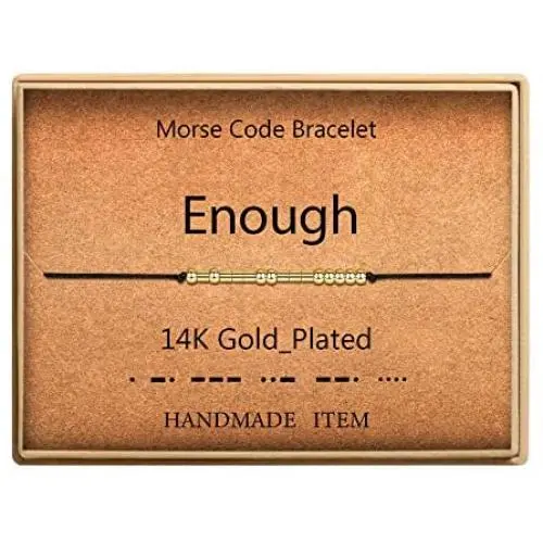 Morse Code Bracelet 14k Gold Plated Beads on Silk Cord Secret Message Enough Bracelet Gift Jewelry for Her Morse Code Bracelet 14k Gold Plated Beads on Silk Cord Secret Message Enough Bracelet Gift Jewelry for Her