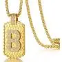 ETEVON Gold Initial Letter Necklace Pendant Chain Bling Alphabet Capital Personalized for Women Men Jewerly Gift for Birthday Girlfriend Boyfriend