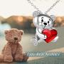ONEFINITY Bear Necklace Sterling Silver Bear Crystal Necklace Cute Animal Pendant Jewelry for Women Girls