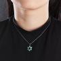 Lam Sence Sterling Silver Lovely Jewish Star of David and Blue Opal Pendant Necklace Gift for Mom