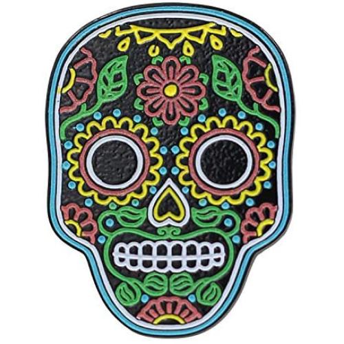 Real Sic Neon Sugar Skull – Día de Muertos Pin - Dead of the Day, Glow-in-the-Dark Enamel Pin - Skull Lapel Pin - Unisex Gift