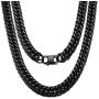 Jewelry Kingdom 1 Black Cuban Necklace for Men and Women 8MM 13MM 16MM Stainless Steel Miami Curb Link Chain Choker 18 to 30inch