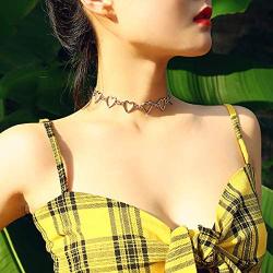 Konpicca Heart Choker Necklace - Simple Geometric Circle Choker Statement Clavicle Necklace for Women Girls Necklace Jewerly