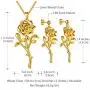 Beautlace Rose Necklaces/Adjustable Rings Silver/18K Gold/Black Gun Plated Flower Pendant/Open Ring Elegant Jewelry Gifts for Women