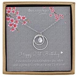 21st Birthday Gifts for Her, Sterling Silver Infinity 2 Circle Necklace for Daughter Birthday Gift