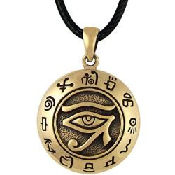 Bronze Egyptian Udjat Eye of Horus Ra Pendant Necklace