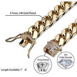 TOPGRILLZ Hip Hop14K Gold Plated Finished Miami Cuban Link Anklet Bracelet with Iced out Simulated Lab Diamond Clasp for Men Women