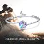 AOBOCO I Love You Jewelry - Sterling Silver Blue Purple Love Heart Bangle Bracelet Embellished with Crystals from Austria, Fine Anniversary Birthday Jewelry Gifts for Women