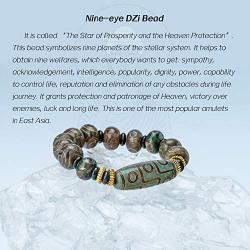 Fengshui Protective Natural Black White Tibetan 9 Eye Dzi Beads Necklace Amulet Attract Positive Energy and Good Luck