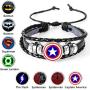 AOASK 8Pcs Super Hero Leather Wrap Bracelets Women Men