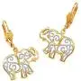 18K Yellow Gold Plated Two Tone Filigree Elephant Drop Earrings (38x17.5mm) 18K Yellow Gold Plated Two Tone Filigree Elephant Drop Earrings (38x17.5mm)
