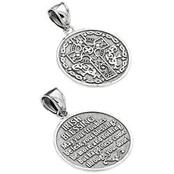 925 Sterling Silver Reversible Irish Blessing Charm Pendant