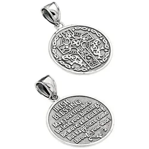 925 Sterling Silver Reversible Irish Blessing Charm Pendant 925 Sterling Silver Reversible Irish Blessing Charm Pendant