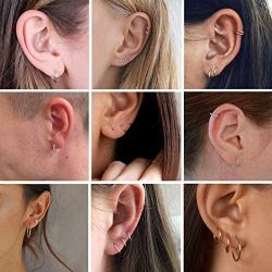 5 Pairs 316L Surgical Stainless Steel Small Hoop Earrings Set Hypoallergenic Cartilage Earring Endless Tragus Earrings for Women Men Girls(10mm/12mm/14mm/16mm/18mm)