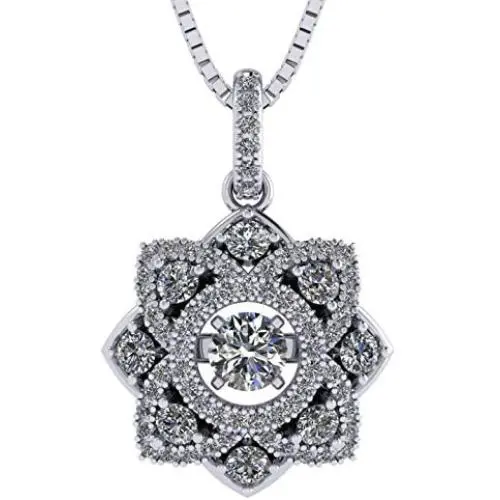 Forever Love Dancing Stone Flower Pendant Necklace, Sterling Silver & Swarovski Zirconia Forever Love Dancing Stone Flower Pendant Necklace, Sterling Silver & Swarovski Zirconia