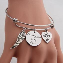 Gzrlyf Memorial Bracelet Loss Memorial Gifts I Carry You in My Heart Jewelry Sympathy Gifts Remembrance Mom Dad Gift