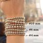 7 Pcs Stackable Gold Beaded Bracelets Plated Bead Ball Stretch Bracelet Bangle Set Copper Beads 10mm 8mm 4mm Stretchable Elastic Bracelet Stacking Jewelry for Women Girl