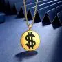 beautlace US Dollar Money Sign Necklaces Silver/18K Gold/Black Gun Plated Round Coin Dollar Pendant Jewelry for Men and Women KP0126