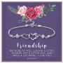 SOLINFOR Friendship Bracelet - Two Interlocking Hearts Sterling Silver Bracelet - BFF Friends Friendship Birthday Jewelry Gift Idea for Women