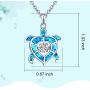 JO WISDOM Blue Fire Opal Dolphins/Turtle Necklaces,925 Sterling Silver Dancing Diamond Cubic Zirconia Animal Pendant Necklace