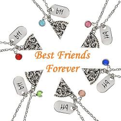 Best Friend Pizza Pendant Necklace with Crystal Charm BFF Friendship Necklace Set for Friends Gift Unisex