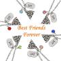 Best Friend Pizza Pendant Necklace with Crystal Charm BFF Friendship Necklace Set for Friends Gift Unisex