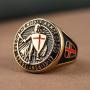 HZMA Knights Templar Put On The Whole Armor of God Ephesians 6:13-17 Red Cross Design Mens Stainless Steel Ring