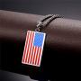 American Flag Dog Tag Necklace with Chain 22'' Stainless Steel Cool US National Flag Tag Pendant for Boys Men, Independance Day 4th of July Gift