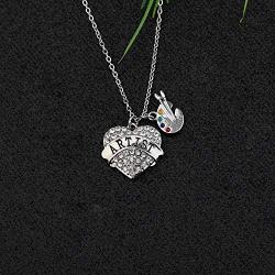 CYTING Artist Heart Pendant Necklace With Paint Palette and Brush Charm Artist Painter Jewelry Art Student/Teacher Gift