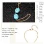 Bmadge Boho Turquoise Slave Bracelet Gold Beach Bracelet Ring Chain Finger Bracelet Hand Chain Jewelry Summer Friendship Gift for Women and Girls