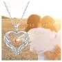 Angel Wing Heart Necklaces for Women 925 Sterling Silver Love Pendant Necklace with CZ Jewelry Gift for Mother/Wife/Sister
