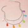 Denifery Colorful Gummy Little Bear Hook Design Chain Layered Star Pendant Dangle Necklace Choker Colorful Cartoon Resin Candy Cute Jewelry Set for Women Girls