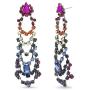 Steve Madden Womens Rainbow Rhinestone Tiered Gunmetal-Tone Chandelier Earrings