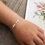 Adflyco Boho Cross Bracelet Silver Pearl Bracelet Hand Chain Jewelry for Women and Girls