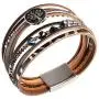 HZMAN Tree of Life Leather Cuff Bracelet Magnetic Rhinestone Small Steel Ball Multi Strand Wrap Bracelet Bohemian Jewelry for Women