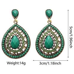 ZRosse 2 Pairs Fashion Vintage Ethnic Boho Inlaid Zircon Earrings Set For Women Bohemian Multilayer Drop Earring Jewelry