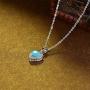 Christmas Gifts for Women Turquoise Necklace Sterling Silver Created Blue Turquoise Pendant December Birthstone Jewelry Gifts for Girls Wife Mom Grandma Her Yourself, 16+2 Inches Extender