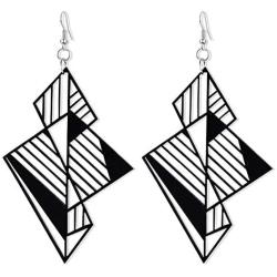DAMLENG Fashion Lightweight Unique 1980s Retro Style Chandelier Dangle Drop Hollow Earrings Black Geometry Acrylic Earrings for Women Girls